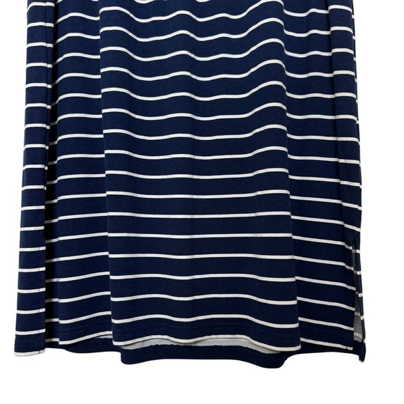 NWT St. John's Bay Blue White Stripe Knit Midi Skirt Drawstring Side Slits Sz L - Picture 3 of 11